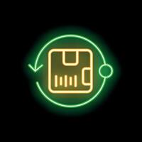Neon green returning parcel tracking status with barcode label vector