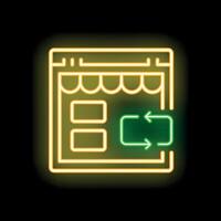 Online store website is offering easy return and refund policy neon style icon vector
