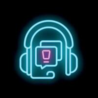 Neon icon of smartphone showing important notification and headphones playing audio content vector