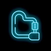 Neon sign of a computer mouse with cord shining brightly vector