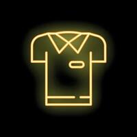 Neon yellow glowing polo shirt with name tag icon graphic on black background vector