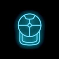 Neon icon of round target on black background glowing in blue vector