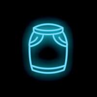 Blue neon sign showing a skirt on black background vector