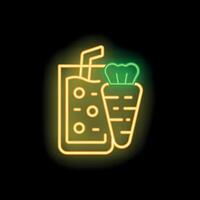 Neon sign of carrot juice with straw and carrot garnish vector
