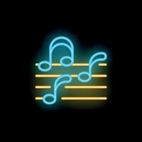 Neon music notes glowing on dark background vector