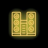 Neon audio system icon glowing on dark background vector