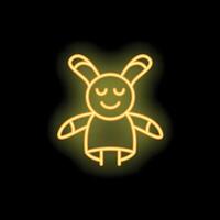 Yellow neon style alien character smiling and relaxing vector