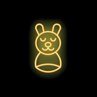 Neon yellow glowing bunny rabbit on black background vector