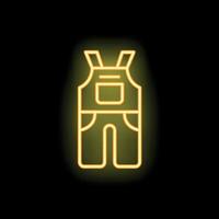 Neon light glowing icon of overalls on black background vector