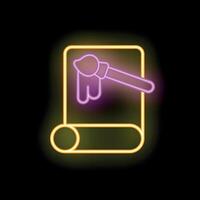 Neon sign of a paint roller painting a wall with glowing paint vector