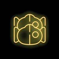 Neon icon of taiyaki, a japanese fish shaped cake, glowing yellow on black background vector
