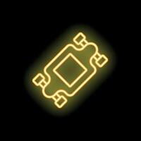 Neon longboard symbol glowing against a black background vector