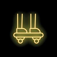 Neon sign representing a pair of roller skates hanging on a wall vector