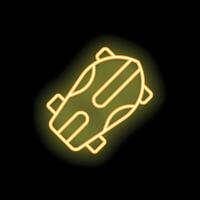 Yellow neon sign showing a skateboard on black background vector