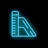 Blue neon sign of a playground slide with ladder on a black background vector