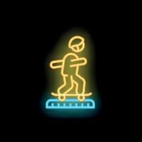 Neon sign showing a skateboarder performing a grind trick on a rail vector