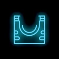 Neon icon of skate park with quarter pipe ramp glowing on black background vector