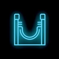 Neon half pipe ramp glowing on black background vector