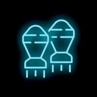 Neon icon of two bombs falling down with smoke trails vector