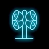 Neon sign representing four spotlights pointing in opposite directions vector