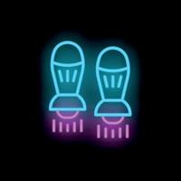 Neon sign of futuristic shoes with jet engine for fast speed flying vector