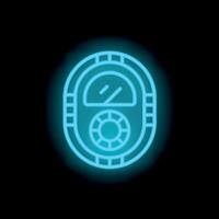 Neon parking meter icon glowing on dark background vector