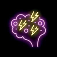 Neon brainstorm icon representing creative thinking process vector