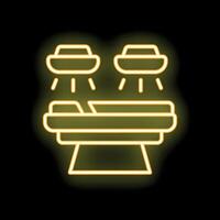 Neon icon of surgical lights shining on operating table vector