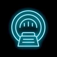 Neon icon of magnetic resonance imaging machine scanning patient vector