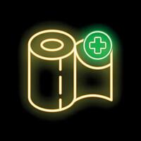 Glowing neon line toilet paper roll icon isolated on black background vector
