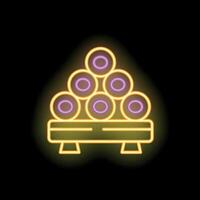 Neon sign showing logs of wood on top of each other vector