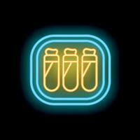 Neon icon of three test tubes representing medical analysis vector