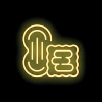 Neon yellow sanitary pad and daily pad glowing on black background vector