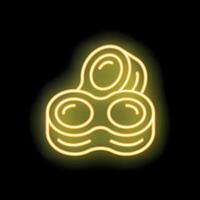 Yellow neon sign of a fidget spinner toy on a black background vector