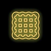 Neon yellow square waffle glowing on black background vector