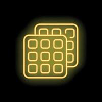 Glowing neon sign of waffles on a black background vector