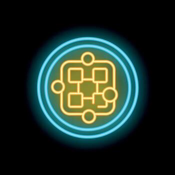 Neon algorithm icon representing machine learning processes vector