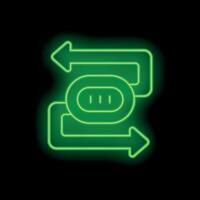 Neon green switch turning on and off with arrows pointing in opposite directions vector