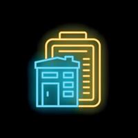 Neon icon representing building permit application process vector