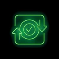 Green neon approved validation workflow process chart icon vector
