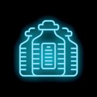 Glowing neon line icon of three milk bottles with a black background vector