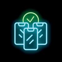 Neon icon of mobile phones showing validation with check mark vector