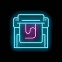 Neon printing machine icon for printing house or copy center vector