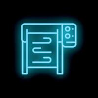 Neon plotter printing large format blueprints on black background vector