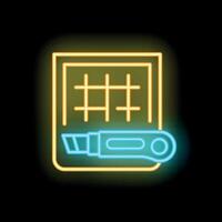 Neon sign showing utility knife cutting lines on paper or cardboard vector