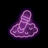 Neon sign of bomb exploding creating a cloud of smoke vector