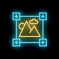 Neon icon representing image editing software feature for cropping pictures vector