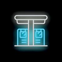 Neon sign of gas station showing petrol price information on black background vector