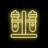Neon icon of two test tubes in a laboratory setting vector