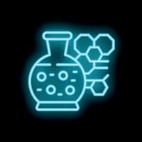 Neon icon of chemical flask experimenting with nanostructures vector